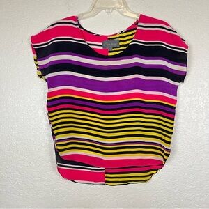 Sunday in Brooklyn 100% Silk Multicolor Striped 90's Y2K Blouse size XS